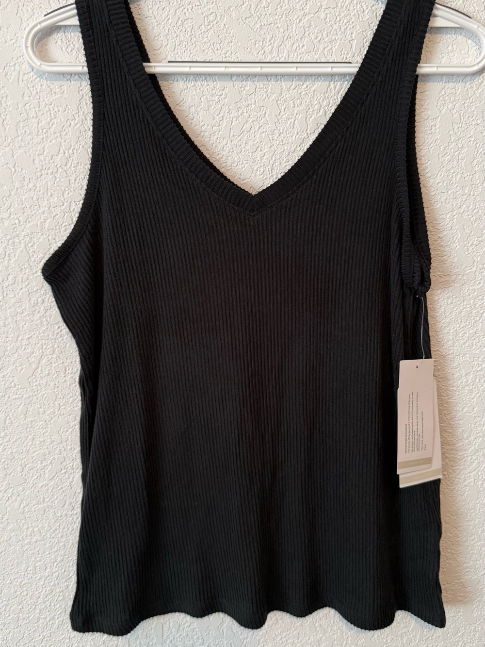 Women’s Black Ribbed V-Neck Tank Top by Softies
